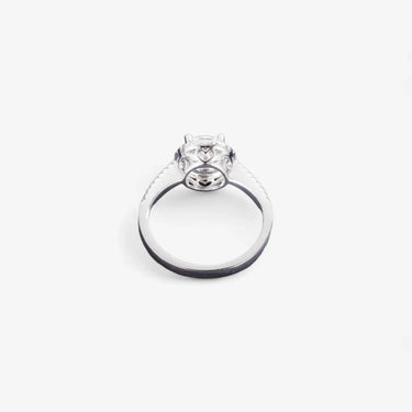 Halo Engagement Ring With Side Accent - Evergleam Jewelry