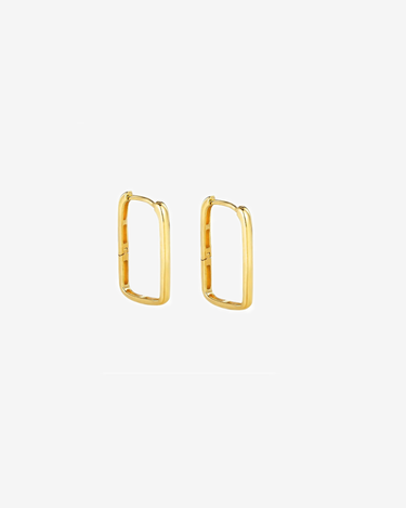 Wholesale 18k Real Gold Simple Retro Rectangle Big Hoops Geometric Statement Earrings saudi gold jewelry pawnable 18k - Evergleam Jewelry