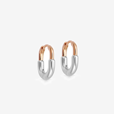 LOZRUNVE Fashion Jewelry Supplier 925 Sterling Silver Two Plating Tone Chunky Oval Huggie Hoop Earring Set - Evergleam Jewelry