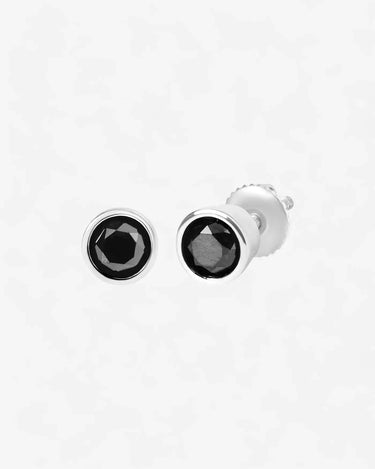 Bezel Black Diamond Stud - Evergleam Jewelry