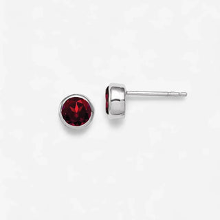 Bezel Garnet Stud - Evergleam Jewelry