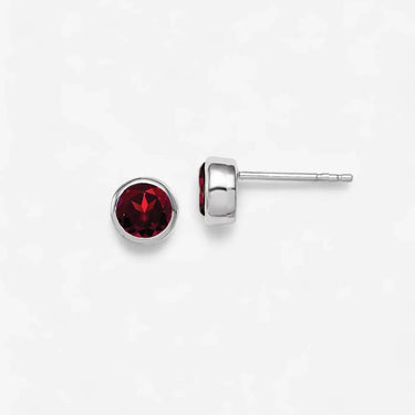 Bezel Garnet Stud - Evergleam Jewelry