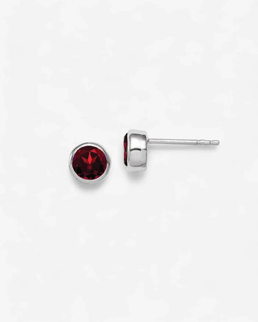 Bezel Garnet Stud - Evergleam Jewelry