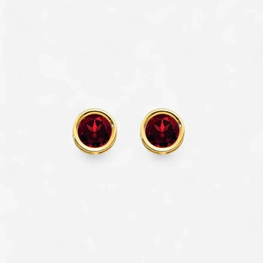 Bezel Garnet Stud - Evergleam Jewelry