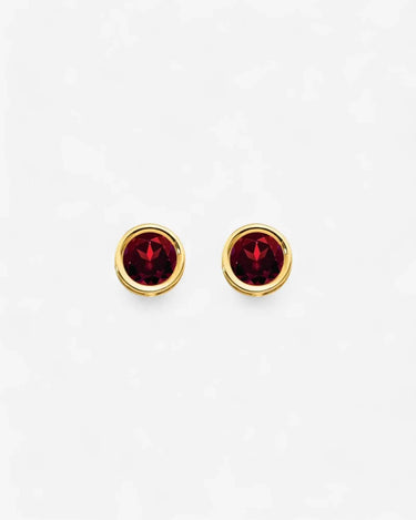 Bezel Garnet Stud - Evergleam Jewelry