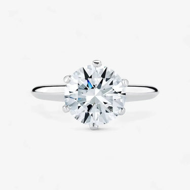 Blonde Solitaire Engagement Ring V-Shape Setting Round Cut - Evergleam Jewelry