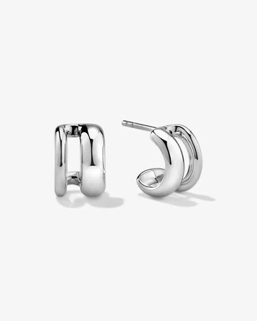 LOZRUNVE Sterling Silver 925 Gold High Quality Chunky Dome Double Open Hoop Earring - Evergleam Jewelry