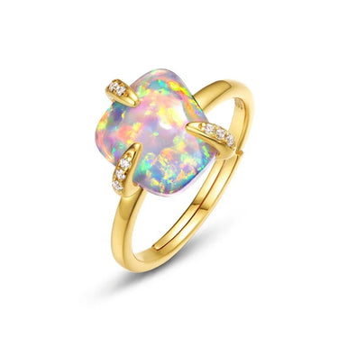 October Birthstone  Opal Rings Irregular Fire