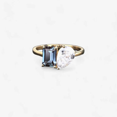 Sapphire and Pear Cut Engagement Ring - Evergleam Jewelry