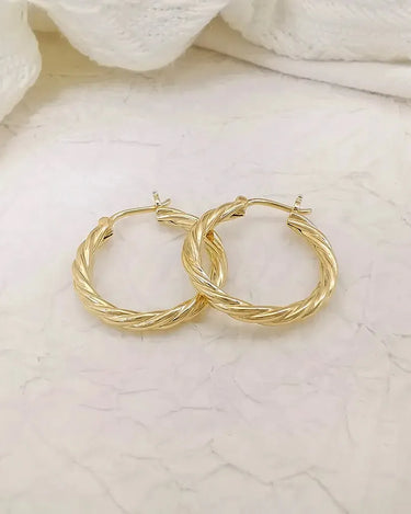 Au585 Yellow Gold Plain Gold Hoop Earrings 14K Solid Gold Earrings Exquisite Fine Jewelry Gift to Friends Nice Woman Earrings - Evergleam Jewelry