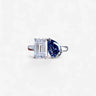 Two Stones Sapphire and Emerald Engagement Ring - Evergleam Jewelry