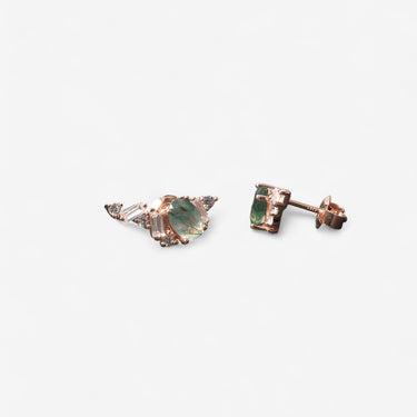 Oval Moss Agate Studs