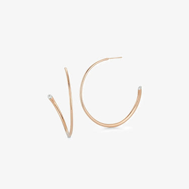 VLOVE Statement Jewelry Earrings THOBY 18K ROSE GOLD AND SINGLE DIAMOND TUBULAR HOOP EARRING Diamond Huggie Earrings - Evergleam Jewelry