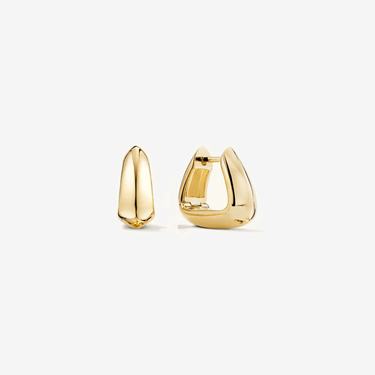 LOZRUNVE Simple Smooth Plain Silver Medium Hoops Minimalist 18k Gold Plated Geometric Bold Earring - Evergleam Jewelry