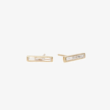 LOZRUNVE 925 Sterling Silver Elegant Diamond CZ Small Baguette Bar Ear Studs Earring - Evergleam Jewelry