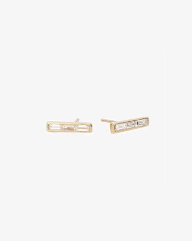 LOZRUNVE 925 Sterling Silver Elegant Diamond CZ Small Baguette Bar Ear Studs Earring - Evergleam Jewelry