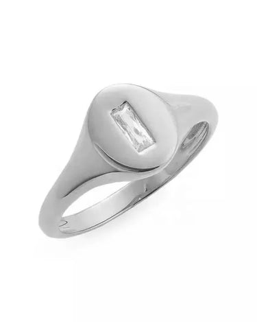 LOZRUNVE 925 Sterling Silver Custom Trending Baguette Pinky Signet Ring Jewelry - Evergleam Jewelry