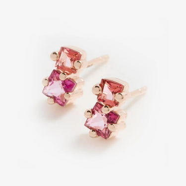 LOZRUNVE Dainty Double Square CZ Colored Stud Earring Sterling Silver 925 Wholesale - Evergleam Jewelry