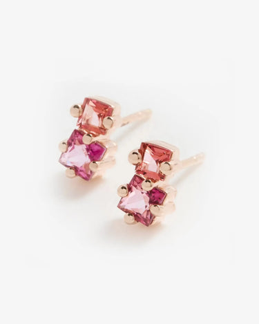 LOZRUNVE Dainty Double Square CZ Colored Stud Earring Sterling Silver 925 Wholesale - Evergleam Jewelry