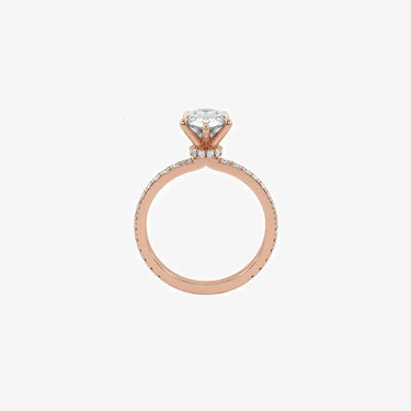 #18K Rose Gold-Pear Cut Engagement Ring with Hidden Halo Eternity Side Accent Evergleam