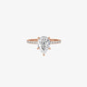 #18K Rose Gold-Pear Cut Engagement Ring with Hidden Halo Eternity Side Accent Evergleam