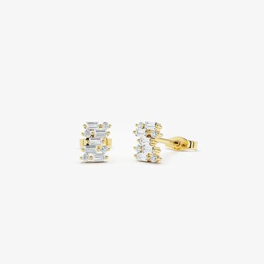 VLOVE Upscale Luxury Jewelry Luxury Earrings 14K Baguette Diamond Mixed Shape Stud Earrings - Evergleam Jewelry