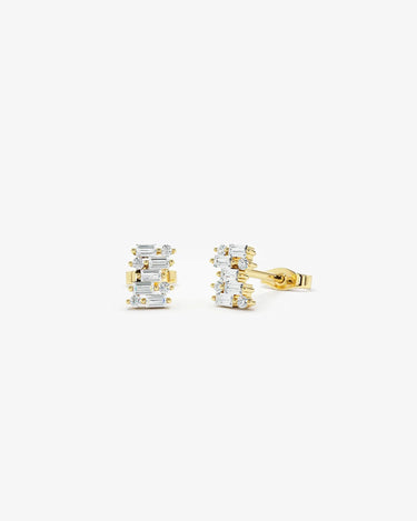 VLOVE Upscale Luxury Jewelry Luxury Earrings 14K Baguette Diamond Mixed Shape Stud Earrings - Evergleam Jewelry