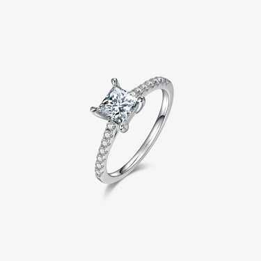 Princess Cut Engagement Ring with Side Accent - Evergleam Jewelry