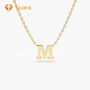 VLOVE 14k Real Gold Custom Jewelry A to Z Alphabet DIY Pendant Initial Charm Simple Solid Gold Jewelri 14K Letter Necklace - Evergleam Jewelry