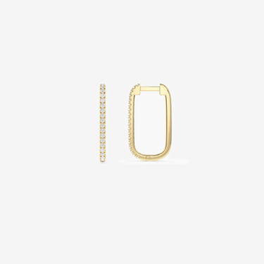 VLOVE Birthday Jewelry Custom Design Earrings 14k Paperclip Diamond Hoop Earrings - Evergleam Jewelry