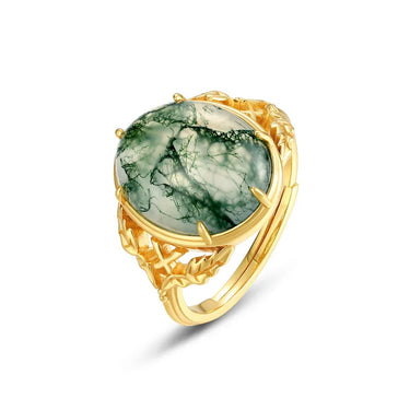 UVintage-Inspired Moss Agate Ring in Gold or Custom Options