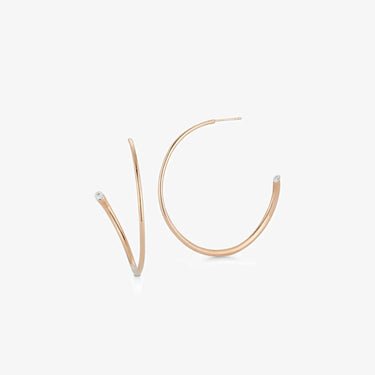 VLOVE Statement Jewelry Earrings THOBY 18K ROSE GOLD AND SINGLE DIAMOND TUBULAR HOOP EARRING Diamond Huggie Earrings - Evergleam Jewelry