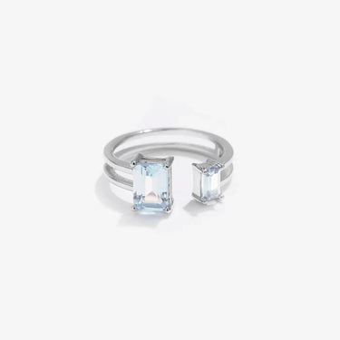 Aquamarine Ring with Two Stone Toi et Moi