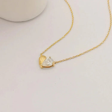 Heart Shape Pedant Necklaces with Pear Diamond - Evergleam Jewelry