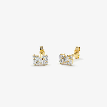 VLOVE Upscale Luxury Jewelry Luxury Earrings 14K Baguette Diamond Mixed Shape Stud Earrings - Evergleam Jewelry