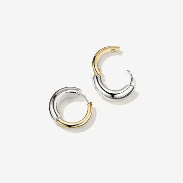 LOZRUNVE 925 Sterling Silver Gold High Quality Chunky Dome Tube Hoop Earring - Evergleam Jewelry