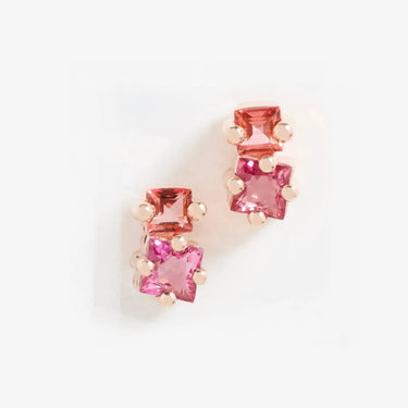 LOZRUNVE Dainty Double Square CZ Colored Stud Earring Sterling Silver 925 Wholesale - Evergleam Jewelry