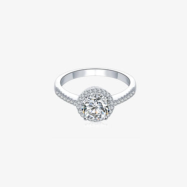 Halo Engagement Ring With Side Accent - Evergleam Jewelry