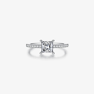 Princess Cut Engagement Ring with Side Accent - Evergleam Jewelry