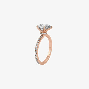 #18K Rose Gold-Pear Cut Engagement Ring with Hidden Halo Eternity Side Accent Evergleam