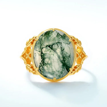 UVintage-Inspired Moss Agate Ring in Gold or Custom Options