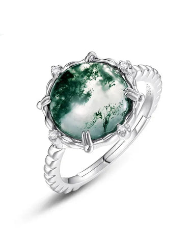 Moss Agate Ring Nature Inspired - Evergleam Jewelry