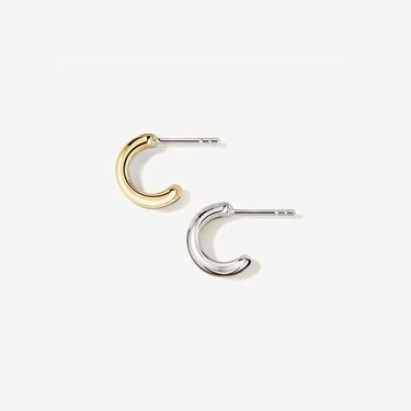 LOZRUNVE Sterling Silver 925 Gold High Quality Chunky Dome Double Open Hoop Earring - Evergleam Jewelry