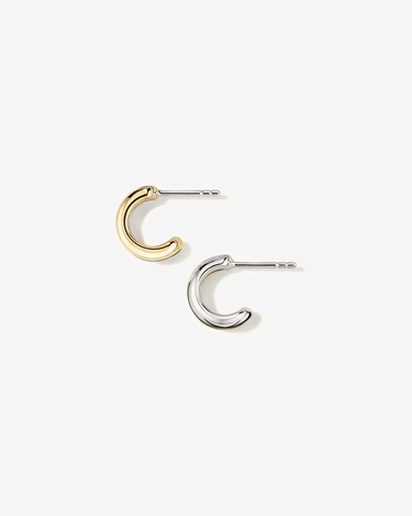 LOZRUNVE Sterling Silver 925 Gold High Quality Chunky Dome Double Open Hoop Earring - Evergleam Jewelry