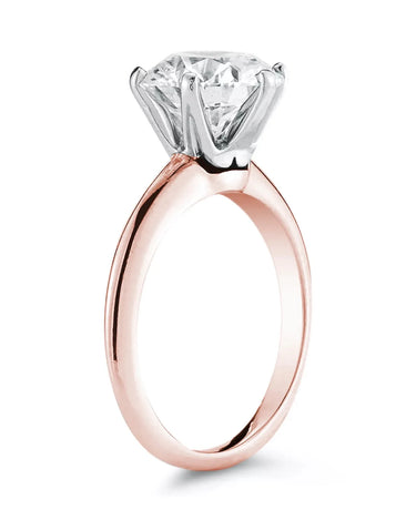 #18K Rose Gold-Two-Tone Solitaire Engagement Ring V-Shape Setting Evergleam